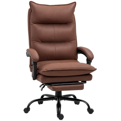 Vinsetto Bureaustoel met Massage- en Verwarmingsfunctie, Voetensteun, Verstelbaar, tot 120 kg, Bruin