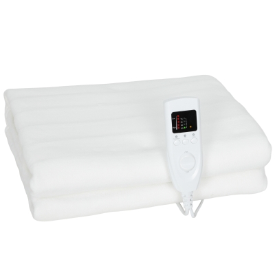 HOMCOM Coperta Elettrica 160x140cm con 5 Livelli di Calore Bianco