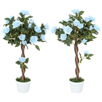 Artifical Rose Tree 18cmx18cmx90cm Light Blue and Green