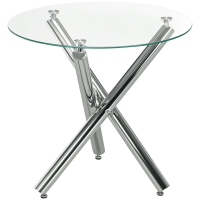 HOMCOM Tavolo da Pranzo Rotondo in Vetro Ø80x74cm per 4 Persone