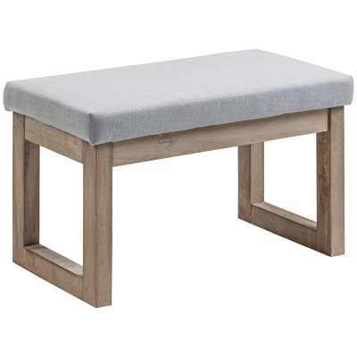 HOMCOM Reposapiés de Salón Taburete Bajo Tapizado en Lino Sintético con Estructura de Madera para Sala de Estar Gris