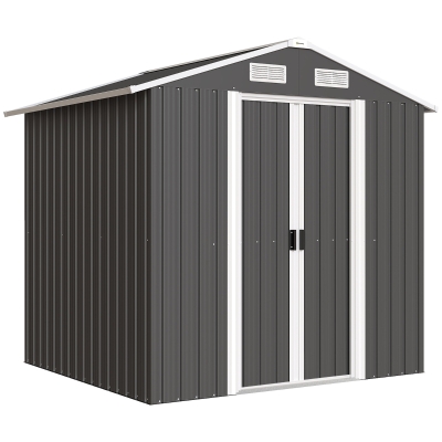 Outsunny Capanno da Giardino con 2 Porte Scorrevoli, Nero