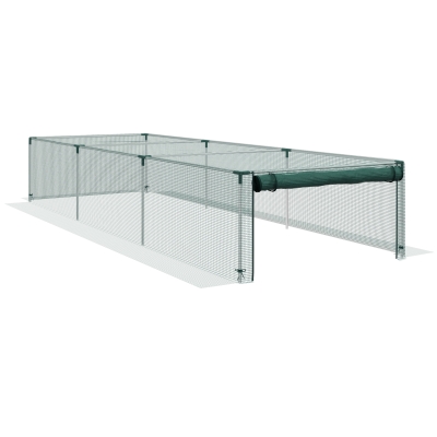 Outsunny 1,25 x 3,73 m Tuinnet, Plantenbeschermingstent met Ritssluiting, Insectenwerend Net, Staal, Groen