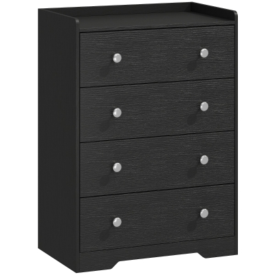 HOMCOM Modern 4-Drawer Chest Storage Cabinet Wood Black