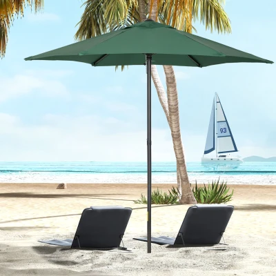Outsunny Parasol Ø196 cm met kantelfunctie, zeshoekige balkonparasol voor strand balkon tuin, Groen