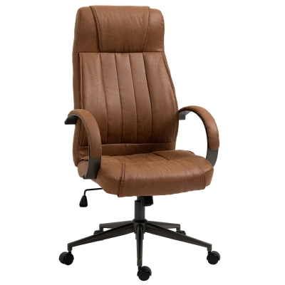 Vinsetto Silla de Escritorio Giratoria con Altura Ajustable Reposacabezas Reposabrazos y Respaldo 65x71,5x114-122 cm Marrón
