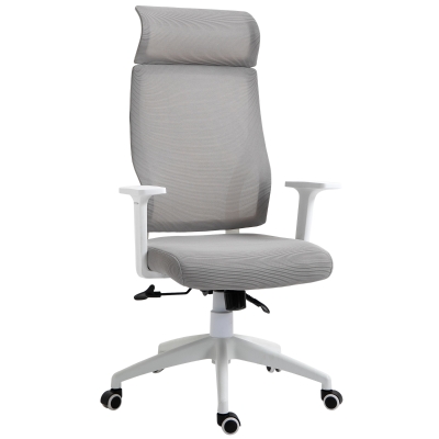 Vinsetto Silla de Oficina Silla de Escritorio Giratoria Ajustable en Altura y Reclinable hasta 120° Bloqueo de Posición 64x61x120,9-128,9 cm Gris