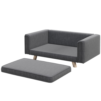 PawHut Elevated Dog Sofa Bed with Cushion for Small Dogs Grey