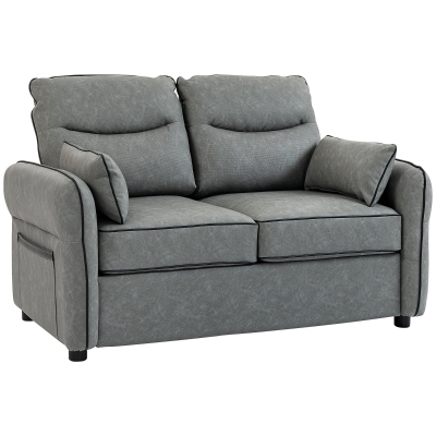 HOMCOM 2-Seater Faux Leather Loveseat - Grey