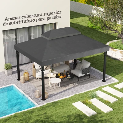 Outsunny Toldo de Substituição para Pérgola 4x3 m Toldo para Pérgola com Teto Duplo e Proteção UV 30+ Cinza