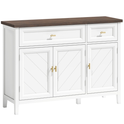 HOMCOM Sideboard 3 Doors 2 Drawers Adjustable Shelves White