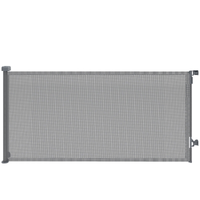 PawHut Barrera de Seguridad para Perros Retráctil Extensible hasta 180 cm de Ancho para Escaleras y Puertas Gris