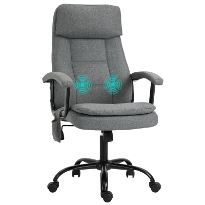 Vinsetto Fauteuil Bureau Massant Lin Gris Réglable