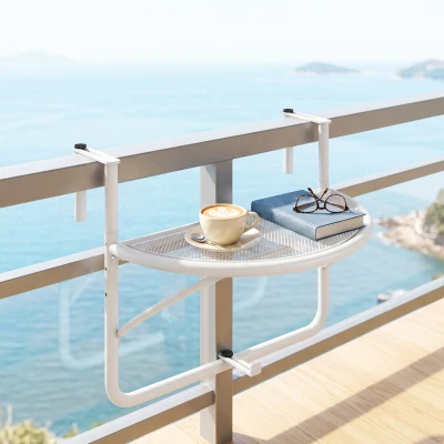 Outsunny Balkon hangtafel hangtafel in hoogte verstelbaar halfrond Ø30 cm terras metaal
