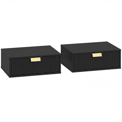 HOMCOM Tables de Chevet Murales Noir 40x30x15cm avec Tiroir