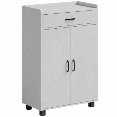 HOMCOM Mueble para Zapatos con 2 Puertas Cajón 5 Compartimentos y Estantes Ajustables Gris