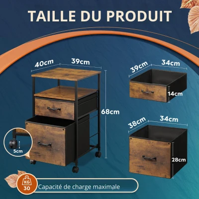 Caisson mobile à roulettes, marron