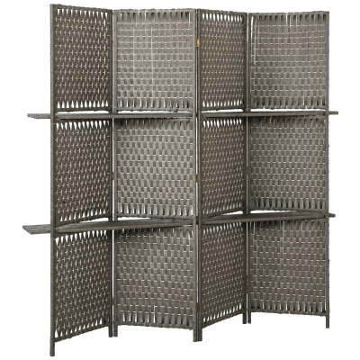 HOMCOM Wave Fibre Folding Room Divider Screen Freestanding Grey