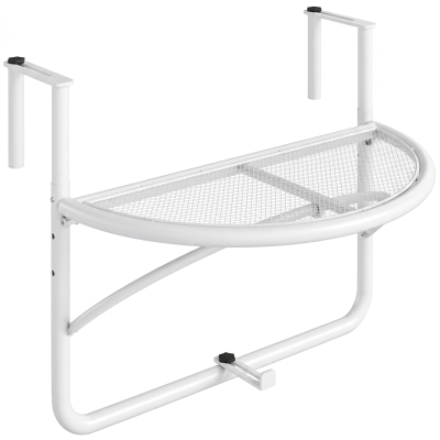 Outsunny Balkon hangtafel hangtafel in hoogte verstelbaar halfrond Ø30 cm terras metaal