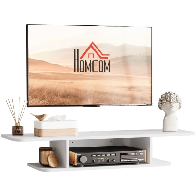 HOMCOM Wall-Mounted TV Unit for TVs up to 40" White
