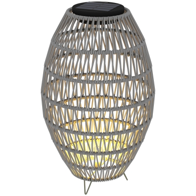 Outsunny Rattan Solar Lantern IP44 Waterproof Grey