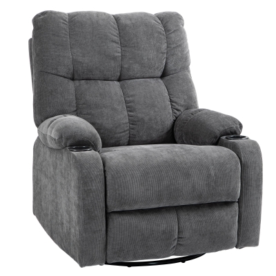 HOMCOM Relaxfauteuil met voetsteun, ligstoel, draaibaar, tot 150 kg, stalen frame, 88x96x108 cm, donkergrijs