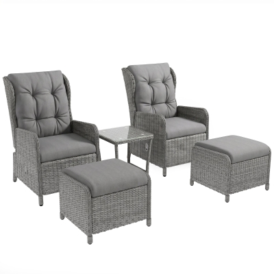 Rattan Bistro Set 59W x 84D x 100H cm Light Grey