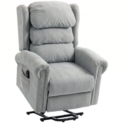 HOMCOM Velvet Riser Recliner Chair Electric Grey