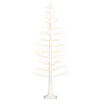 HOMCOM Kunstboom met LED-verlichting, 180 cm hoge kerstboom, realistische schors, Wit