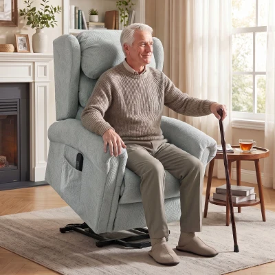 HOMCOM Velvet Riser Recliner Chair Electric Grey
