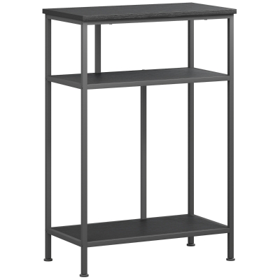 HOMCOM Consolle da Ingresso a 3 Ripiani in Metallo e Legno Nero