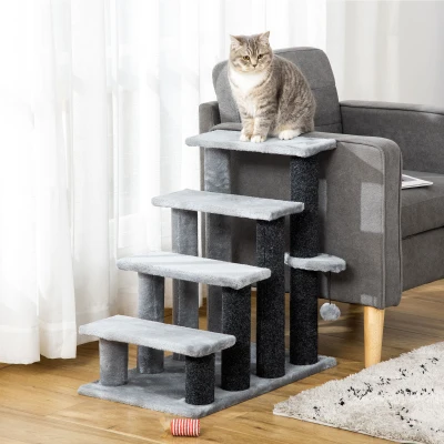 Pawhut huisdierentrap met bal 4-trede 60 x 40 x 64 cm