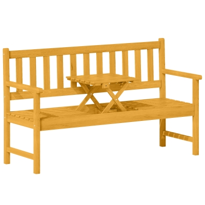 Outsunny 2-zits Tuinbank Hout, Weerbestendig met Rug- & Armleuningen, 320kg Belastbaar, 149x56,5x89cm, Teak