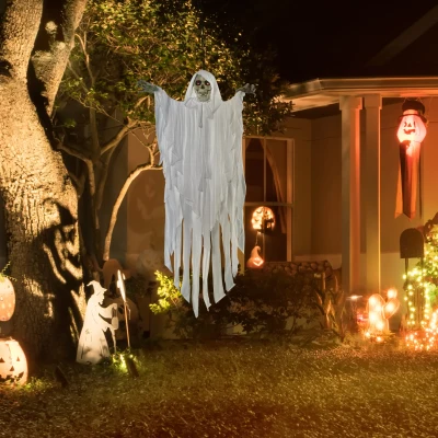 Outsunny Halloween-decoratie spook met speciale effecten en geluidsfunctie 100 cm x 18 cm x 153 cm
