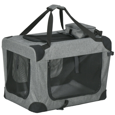 PawHut Oxford Fabric Folding Pet Carrier Bag Grey
