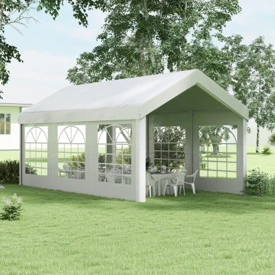 Outsunny Vervangende wand voor bierpaviljoen of tuinpaviljoen, waterdicht, eenvoudige montage, 6 x 2 m, wit