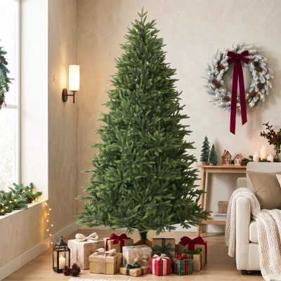 HOMCOM Sapin Artificiel 210cm Nordmann 1008 Branches Bois Vert