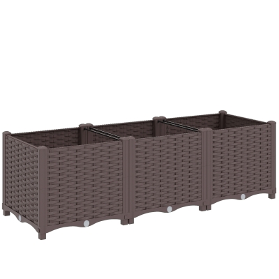 Outsunny Hoogbed Kunststof, modulair plantenbed met zelfbewateringssysteem 120 x 40 x 37 cm Bruin