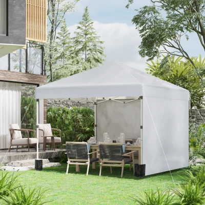 Outsunny Luifel Tuinpaviljoen 2.97m x 2.97m Tuinpaviljoen met Zijwanden Staal
