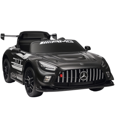 AIYAPLAY Mercedes-elektrische auto, zitauto voor kinderen, 12V batterij, LED-lichten, muziekfunctie, claxon, 3-8 jaar, Zwart