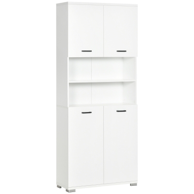 kleankin Mobile Bagno con 2 Armadietti e 2 Ripiani Aperti Bianco
