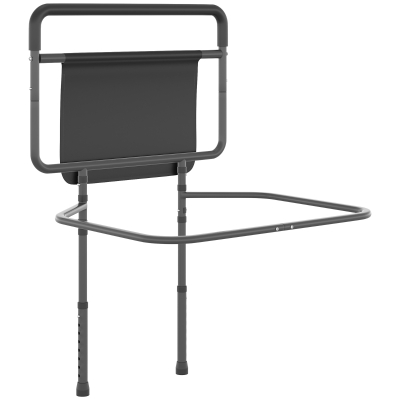 HOMCOM Grade para Cama de Adultos Guarda de Segurança para Cama com Altura Ajustável com Bolso de Armazenamento 71x61x86-104 cm Cinza