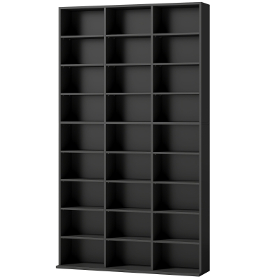 HOMCOM Media Storage Shelf 27 Compartments Adjustable Black