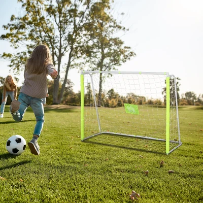 HOMCOM Fußballtor mit Metallrahmen und Netz für Fußballtraining im Garten, im Freien 186x62x123 cm Gelb