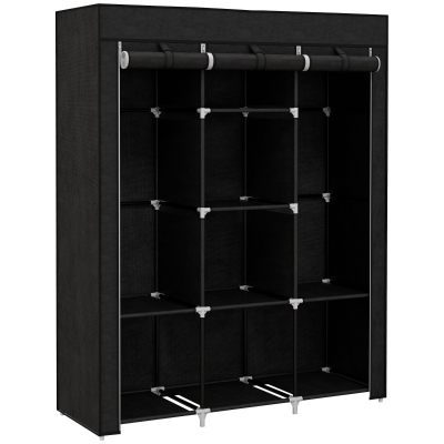 Fabric Wardrobe 125W x 43D x 162.5H cm Black