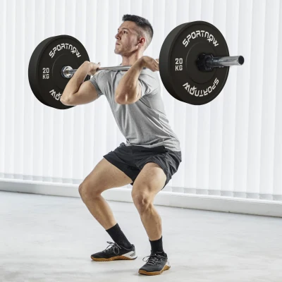 SPORTNOW Halterschijvenset, 2 x 20 kg, Olympische standaard, Rubber, Geluidsarm, Zwart