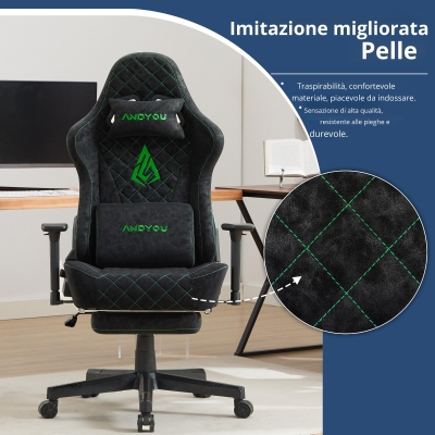 Sedia gaming ergonomica, Nero