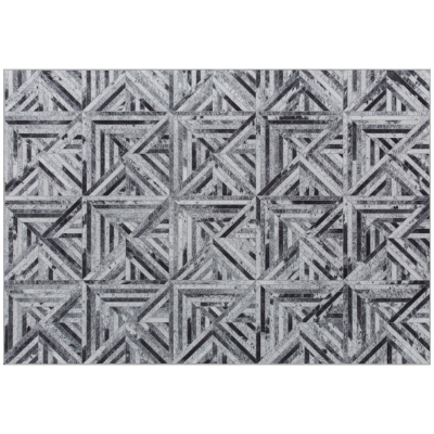 HOMCOM Modern Triangle Pattern Chenille Rug 170x120cm Black