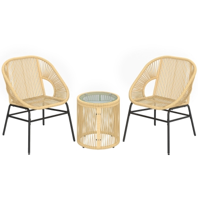 Outsunny Set da Bistrò da 3 Pezzi con Tavolo e 2 Sedie, Beige