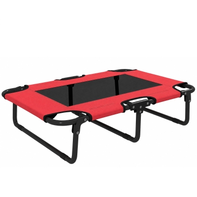 PawHut Portable Elevated Dog Bed Mesh Red
